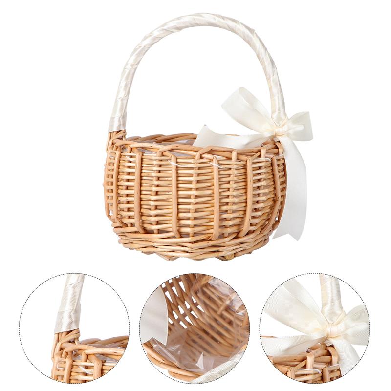 Woven Flower Basket Hand-Held For Flowers - Image 2