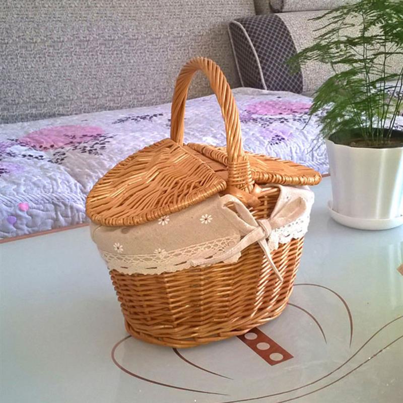 Picnic Wooden Basket Handheld Basket For Summer - Image 2