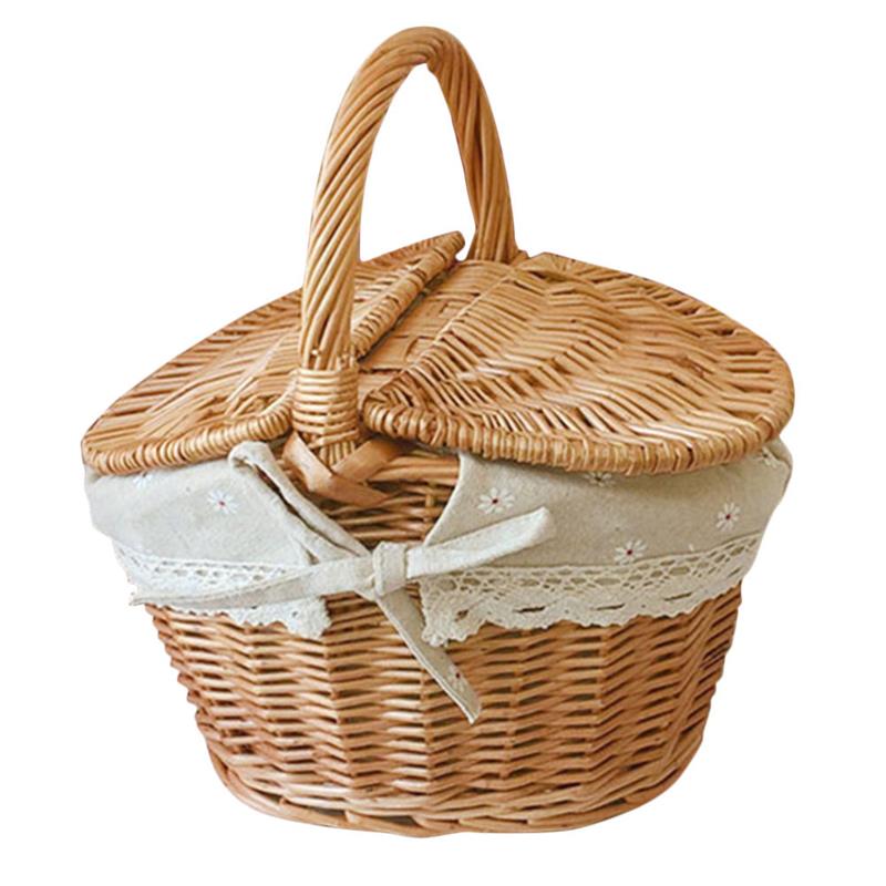 Picnic Wooden Basket Handheld Basket For Summer - Lartfanty