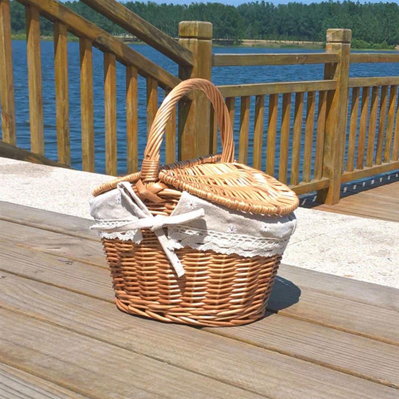 Picnic Wooden Basket Handheld Basket For Summer - Image 3