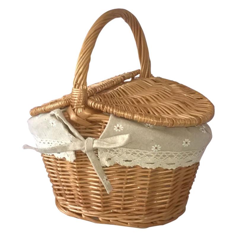 Picnic Wooden Basket Handheld Basket For Summer - Image 4