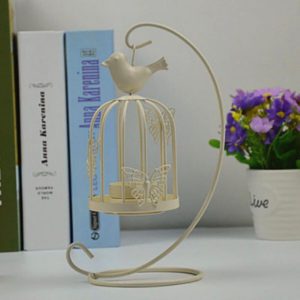 Metal Candle Holder Hollow Out Bird Cage Vintage Hanging Candlestick Lantern